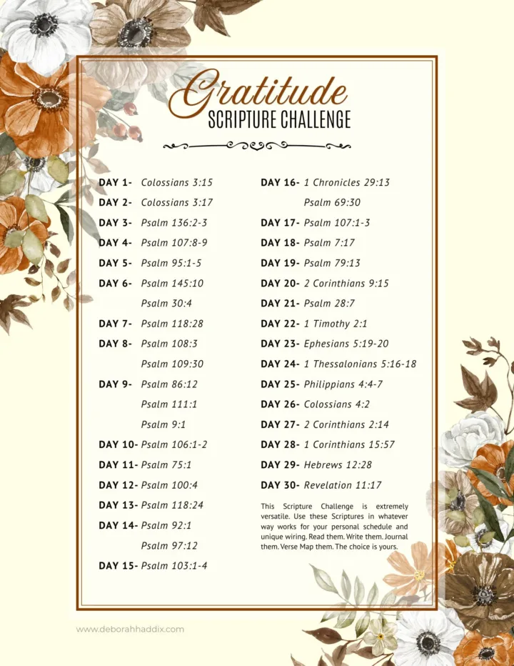 Gratitude 30 Day Scripture Challenge