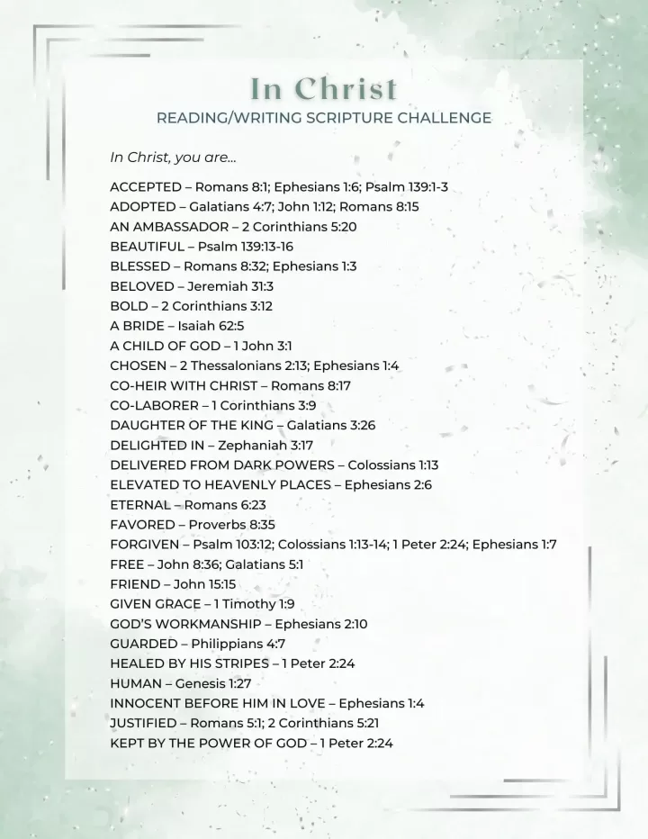 In Christ 30 Day Scripture Challenge